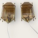 Two wall 
sconces in 
brass and 
glass, Nice 
condition, 
Dimensions: 
21x13x9 cm