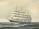Oil painting on 
canvas of the 
school ship 
Copenhagen. 
Dimensions with 
frame: 74x54cm