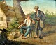 German artist 
(19th century): 
Farm exterior 
with two 
wandering men 
resting. 
Unsigned. oil 
on ...