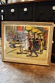 Decorative 
watercolor 
painting by 
Erik Larsen 
with a motif 
from Paris. The 
picture is 
framed in ...