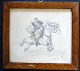 Unknown artist 
(19th century): 
A soldier on 
horseback. 
Signed: 
Monogram. 11 x 
12.5 cm.
Framed ...