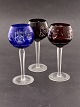 Set on 3 
colored 
Bohemian wine 
glasses H. 18.5 
cm. Item No. 
586635