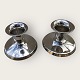 2 small modern 
silver stands, 
stamped I/S 
Ricmond 830S, 
Small dent at 
the top of the 
stand (see ...