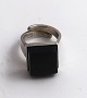 Norway. David 
Andersen. 
Sterling silver 
ring with black 
stone (925). 
Ring size 53