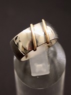 Sterling silver ring with 2 gold stripes