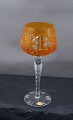 Roemer glass,
Bohemian crystal glass. Selection of wine glasses 

20cms with orange bowl. OFFER on all 5.