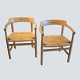 Hans J. Wegner; 
Pair of 
armchairs PP62, 
oak and wengé