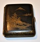 Japanese cigarette case, 20th century Silver/brass. Decorated with Mount Fuji and water mill. 8 ...