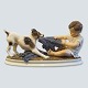 Dahl Jensen; Porcelain figurine of boy and dog No. 1072