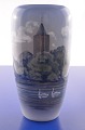 Royal 
Copenhagen 
porcelain vase 
decorated vase 
with motif of 
the Goose Tower 
no. 2757/1049. 
...