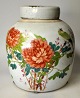 Chinese lid 
bojan, 19th 
century. 
Polychrome 
decoration with 
flowers and 
birds. With 
black text. ...