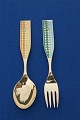 Michelsen 
Christmas 
spoons and 
forks of Danish 
gilt sterling 
silver. 
Anton 
Michelsen set 
...