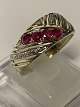 Ladies' ring 8 
carat gold, 
with red rubies 
and inlaid ...