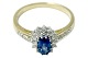 9 carat gold ring with blue sapphire and diamonds - Size 51