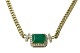 18 carat gold necklace and pendant with green Colombian emerald and diamonds