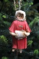 Antique Christmas Christmas girl made of cotton wool, glass picture from 1920.