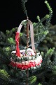 Antique Christmas tree ornament from around 1920 in the shape of a Christmas 
basket made of cardboard and tissue paper to put candy in...