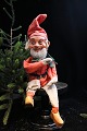 Old store display gnome with painted papier-mâché head, felt clothes...