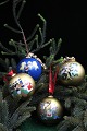 Old Christmas tree balls in glass with H. C. Andersen  fairy tales motifs on 
them. Dia.: 8cm...