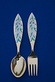 Michelsen set Christmas spoon and fork 1970 of 
Danish gilt sterling silver