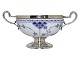 Blue Fluted Half LaceSugar bowl with silver plate stand and handles from 1890-1905