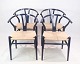 Set of Four Wishbone Chairs - Model CH24 - Navy Blue - Natural Wicker - Hans J. 
Wegner - Carl Hansen & Son
Great condition
