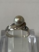 White Gold Ring with Pearl & Diamonds, 14 Karat
Size: 51