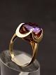 14 carat gold 
ring with 
amethyst size 
56 stamped 585 
OE for 
goldsmith E 
Munster 
Roskilde item 
...