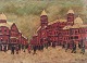 Unknown 
European 
artist.
Oil on 
cardboard.
Snow-covered 
cityscape with 
people in the 
...