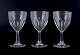 Glimma, Sweden. 
Three red wine 
glasses in 
crystal, 
faceted bowl 
and stem.
Label.
Circa 1960s. 
...