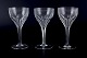 Glimma, Sweden. 
Three red wine 
glasses in 
crystal, 
faceted bowl 
and stem.
Circa 1960s. 
...
