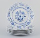 Meissen, 
Germany.
A set of six 
large Blue 
Onion porcelain 
dinner 
plates/cover 
plates.
Hand ...