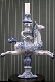 Bjørn Wiinblad 
ceramic 
candlestick 
with fine blue 
glaze of a 
knight on 
horseback with 
room for a ...