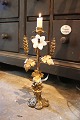 Decorative old French church candlestick in bronze with space for 1 candle...