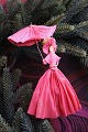 Old Christmas 
tree ornament, 
nice lady with 
umbrella made 
of colored 
crepe paper. H: 
18cm.
