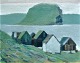 Hansen, Ole 
Vang (1924 - 
1997) Denmark: 
Motif from the 
Faroe Islands. 
Oil on 
masonite. 
Signed: ...