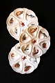 6 pcs. old French oyster plates in porcelain with various shellfish and fish 
motifs...