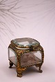 Antique French 
jewelry box in 
bronze with 
faceted glass 
and silk 
cushion at the 
bottom and with 
...