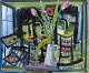 Louis Zelig, 
Listed Swedish 
artist.
Oil on canvas.
Still life 
with flowers.
Abstract ...