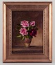 Danish painter.
Oil on wood.
Roses in vase.
Late 19th 
century.
Signed S. 
Thomsen.
In good ...