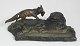 Inkwell in 
bronze, 
Germany, 19th 
century. In the 
form of fox 
with bird 
in its mouth. 
Patinated ...