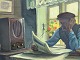 Svend Holm, Oil 
painting on 
canvas, on a 
note on the 
back written: 
Svend Holm, Kaj 
in his room, 
...