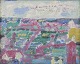 Leo Thellefsen 
(1909 - 1997), 
oil on board. 
Modernist 
landscape.
Colourful 
palette.
Dated ...