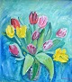 Jensen, Axel P. 
(1885 - 1972) 
Denmark: 
Arrangement 
with tulips in 
a vase on a 
table. Oil on 
...