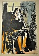 Kaare, Hans 
(1950 - ): 
Seated woman in 
a chair. Indian 
ink, 
watercolor. 
Signed: Hans 
Kaare 1976. ...