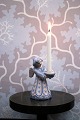 L. Hjorth 
ceramic angel 
with blue / 
white glaze 
holding a small 
candle. 
H: 11.5cm. Is 
in fine ...