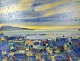 Colorful 
painting by 
Faroese artist 
Zakarias 
Heinesen (b. 
1936), painted 
with oil paint 
on ...