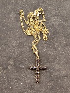 Gold-plated sterling silver cross with garnets