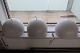 Good and functionel pendel (lamps) from Fokus, 
Denmark
Beautiful round (glope/ dome)-shade made of white 
painted metal with flat undershade made of white 
dull plastic
Design: Christian Hvidt, Denmark
Produced by Fokus, Denmark
Diam: about 38,5cm
