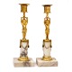 A pair og gilt 
early 19th 
century bronce 
candlesticks
France circa 
1810
H: 24cm